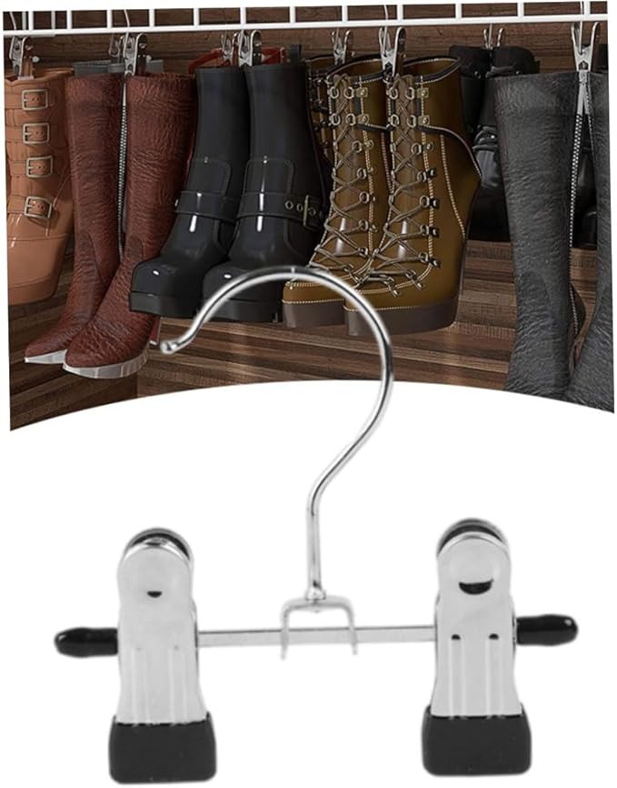 Boot Hangers, Double Adjustable Clips Multi-Functional Pants Hangers Travel Portable Hanging Clips Boot Organizer Boot Holder for Laundry Home Set of 6