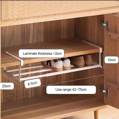 Expandable Hanging Shoe Rack Organizer, Space-Saving Hanging Layered Shoe Tray Under Cabinet Class Shelves for Shoe or Clothing Storage(White)