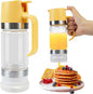 Honey Dispenser No Drip with Base, 12oz Glass Honey Jar Pot with One-Press Mess-Free Pouring, Multi-Purpose Syrup Dispenser Honeys Container for Pancakes Coffee Tea Salad