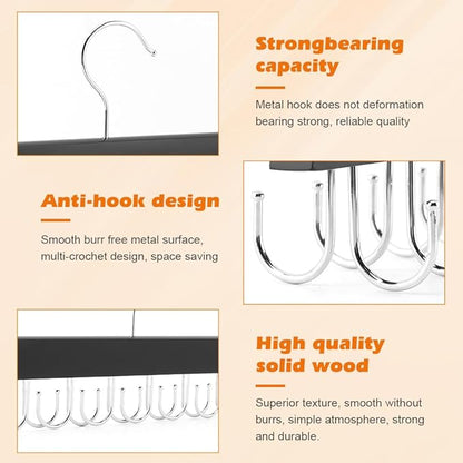 2 Pack Legging Organizer and Bra Hanger,2 in 1 Space Saving Hangers Max 30 Leggings & Bras Capacity for Closet Organizers and Storage,Metal Yoga Pant Hangers and Foldable Wood Tank Top Hanger