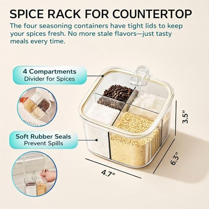 Rotating Kitchen Organizer, Cooking Utensil Holder for Countertop, Seasoning Organizer and Condiment Caddy with Knife Organizer and Spice Containers