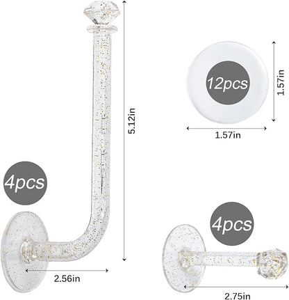 8Pcs Headband Holder Stand Scrunchie Organizer, Girls Hair Accessories Organizer Storage for Headband Hairband Hair Ties, Acrylic Clear Glitter Adhesive Scrunchy Holder Scrunchie Tower Storage