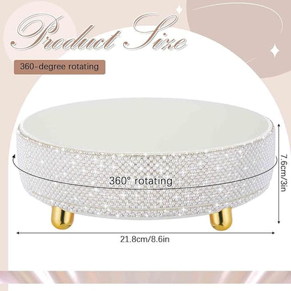 Honeydak White Bling Perfume Makeup Organizer Bling Mother's Day Nurse Day Gifts for Women Bathroom Organizers and Storage 360 Rotating Makeup Organizer for Countertop(Pearl)