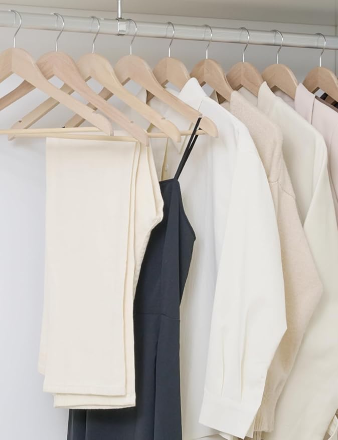 StorageWorks Clothes Hanger 30 Pack, Wooden Coat Hangers for Shirts, Jackets, Pants, Suits, Sweaters, Lotus Wood