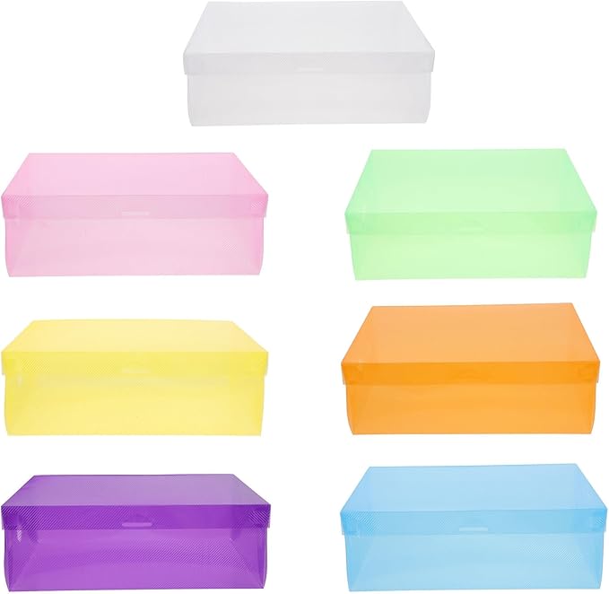 Gadpiparty 7pcs Stackable Plastic Shoe Boxes with Flip Lid, Thickened Colored Sneaker Storage Containers for Men, Women, Space-saving Organizer for Closet and Entryway Random Color