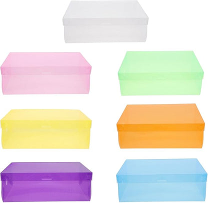 Gadpiparty 7pcs Stackable Plastic Shoe Boxes with Flip Lid, Thickened Colored Sneaker Storage Containers for Men, Women, Space-saving Organizer for Closet and Entryway Random Color
