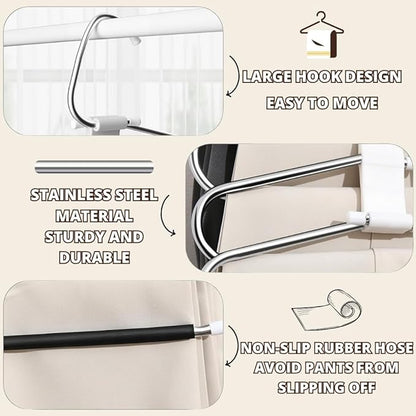 Set of Four - 5-Layer Stainless Steel Metal Pants Hangers | Space-Saving Hanger Rack for Men & Women | Folding Clothes Hangers | Multi-Purpose Organizer for Pants, Scarves, Jeans