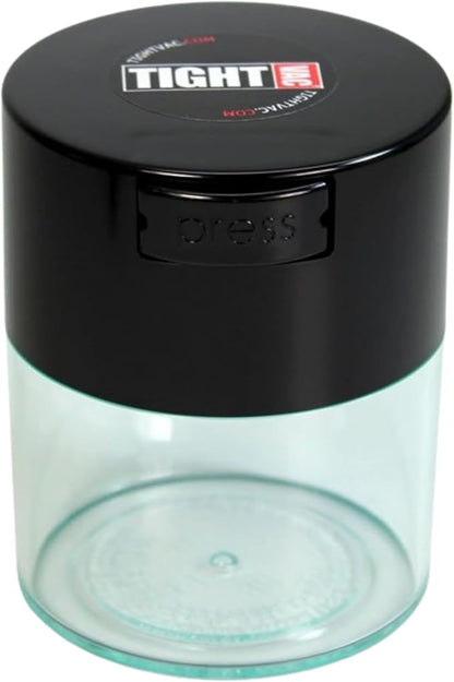 Tightvac - Premium Airtight Herb Storage Container - Holds ½ oz to 3 ounces - Keep Your Herbs and Dry Goods Fresh and Flavorful. Clear Black