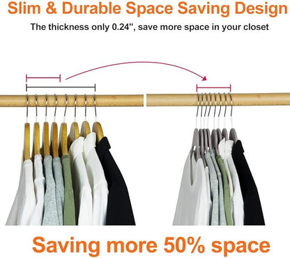 Plastic Clothes Hangers 20 Pack and Solid Wooden Hangers 20 Packs