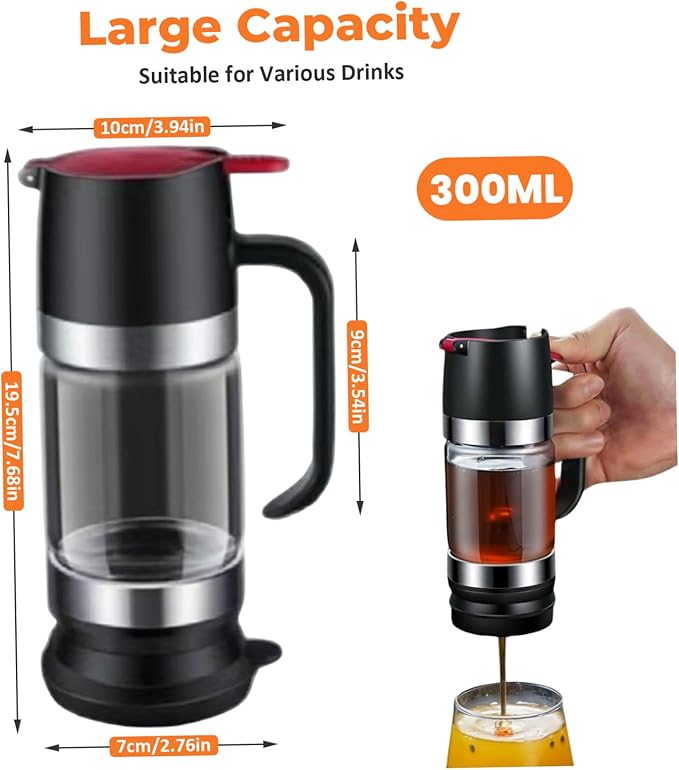 Honey Dispenser Glass Honey Dispenser No Drip 300ml Jar with Holder Base Multi-Purpose Syrup for Toast, Coffee & More