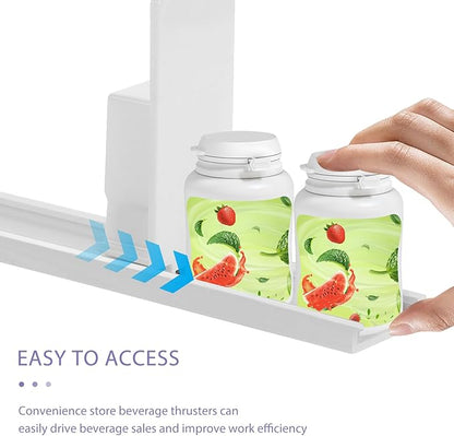 FRCOLOR Drink Organizer for Fridge Automatic Can Dispenser Pusher White Plastic Beverage Storage for Retail Stores and Home Refrigerators