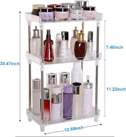 QIYUSHRY Bathroom Organizer Countertop Storage Clear 3 Tier Skincare Organizer Acrylic Corner Shelf Rack Stand for Makeup Cosmetic Perfume Vanity Tray Kitchen Living Room Supplies