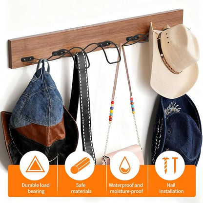 4 Pack Cowboy Hat Rack for Wall, Wall Mount Metal Hats Organizer Storage for Cowboy Hat, Fedora, Sun Hats,Wide Brim