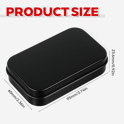 2 Pack Metal Rectangular Empty Tin Box, Hinged Tins Tin Containers with Lid Mini Portable Small Storage Container Kit for Home Storage 3.74x2.36x0.82 Inch(Black)