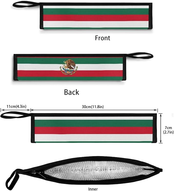 COEQINE Mexico Flag Themes Utensil Holder Case Fork Spoon Knife Organizer Tableware Storage Case With Zipper Handles Portable Lightweight Travel Outdoor Silverware Bags for Women Men Independence Day