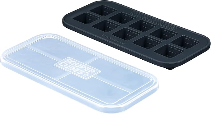 Souper Cubes 2 Tbsp. Silicone Freezer Molds - Perfect for Storing Garlic, Herbs, Ginger, Pesto, Tomato Paste, Lemon Juice, Purees and More - Charcoal – 1-Pack