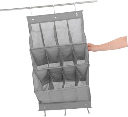 ULTECHNOVO 12Grid Over Door Shoe Storage Mounted Organizer for Shoes Boots and Accessories for Space Optimization Bathrooms Bedrooms
