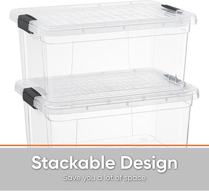 Superio Clear Storage Box with Lid, 21 Quart Plastic Container Bins for Organizing, Stackable Crates, BPA Free, Non Toxic, Odor Free, Organizers for Home, Office, School, and Dorm, 10 Pack