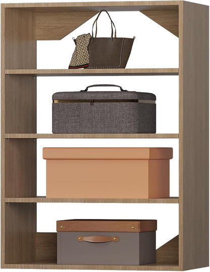 ROOMTEC 25.5" Shelf Short Tower Closet Unit, Modular Closet System with Shelf, Wardrobe Organizer for Bedroom or Walk-in Closet, Wall Mounted, Customizable Clothes Storage Unit, Wood