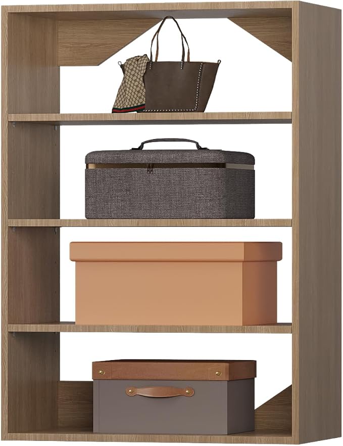 ROOMTEC 31.5" Shelf Short Tower Closet Unit, Modular Closet System with Shelf, Wardrobe Organizer for Bedroom or Walk-in Closet, Wall Mounted, Customizable Clothes Storage Unit, Wood