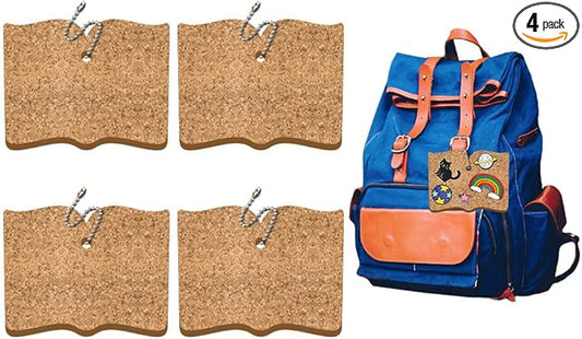Peacoblue 4Pcs Book Enamel Pin Holder Display Board Collection with Key Chain for Bag Backpack Pen Bag 4.7" x 3.5", Pins Display Frame Organizer Storage to Show Unique Styles for Student, Male, Female