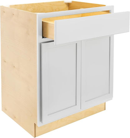Quicklock RTA (Ready-to-Assemble) | Base Kitchen Cabinets - Shaker Style | Made in America (Pure White, 33" Wx34.5 Hx24 D Base)