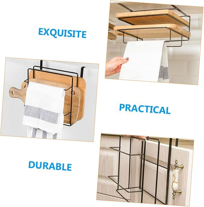 Happyyami 2Pcs Over Cabinet Door Organizer Set Inside Cabinet Storage Rack Towel Bar Iron Material Space-Saving Design for Kitchen and Pantry