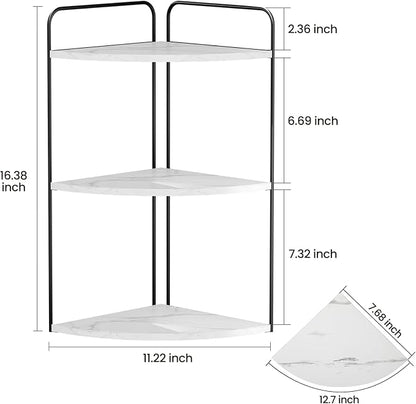 Forest Angle Bathroom Counter Organizer,Countertop Organizer,Vanity Organizers,Bathroom Storage,Bathroom Sink Caddy,Counter Shelf,Corner Counter,Corner Shelves(Black-White Marble)
