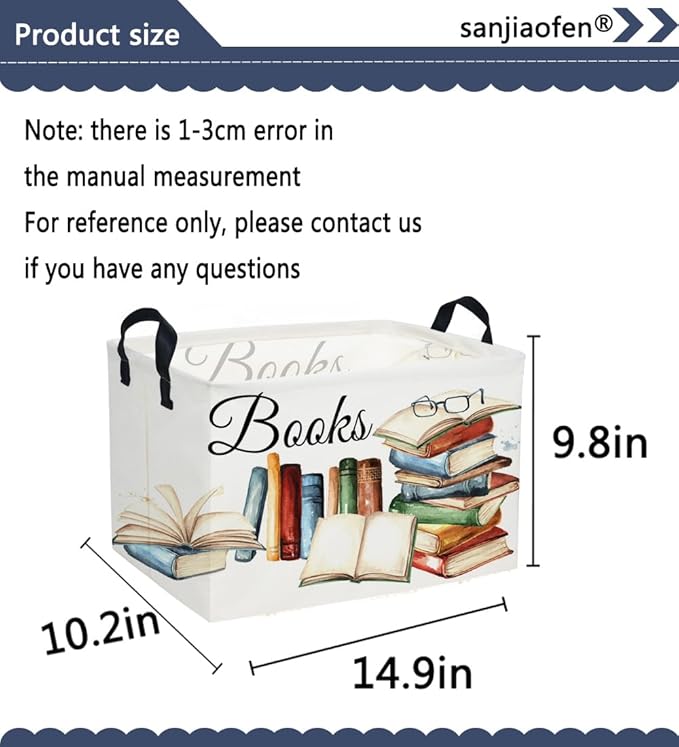 Sanjiaofeng Rectangular Kids Basket Book Storage Bins,Boys and Girls Storage Basket with Handles.Clothers,Toys,Books,Kid's Gifts Bins. (Book)