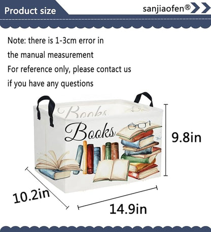 Sanjiaofeng Rectangular Kids Basket Book Storage Bins,Boys and Girls Storage Basket with Handles.Clothers,Toys,Books,Kid's Gifts Bins. (Book)