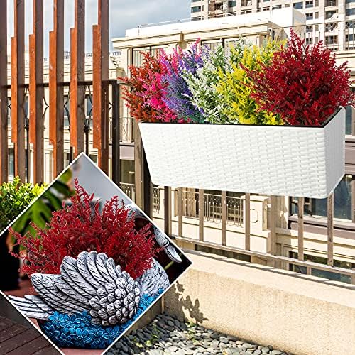 Outdoor Artificial Lavender Fake Flowers - 20 Bundles UV Resistant Outdoor Faux Plastic Flowers Plants Greenery Shrub for Indoor Outside Decoration(Red) - Image 3