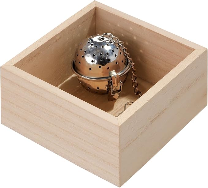 iDesign Renewable Paulownia Wood Collection Drawer Organizer Bin, 5" x 5" x 2.5", Natural