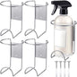 CroBlissful 4 Pcs Spray Bottle Holder Wall Mount Heavy Duty Spray Bottle Rack Stainless Steel Storage Rack Garage Can Organizer Craft with Hardware (Silver)