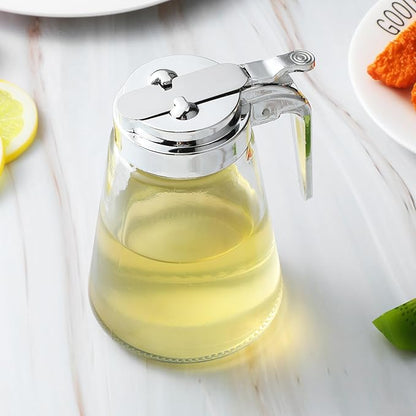 Ipetboom 2pcs 300ml Glass Syrup and Honey Dispensers Leak-proof Sealed Glass Oil Bottles for Kitchen Coffee Bar, Simple Syrup and Creamer Containers for Home Use