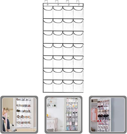 Veemoon 28-pocket over Door Storage Bag White Mesh Organizer Large Capacity Hanging Closet Door Organizer for Shoes and Accessories Space-saving Hanging Storage for Entryway and Home