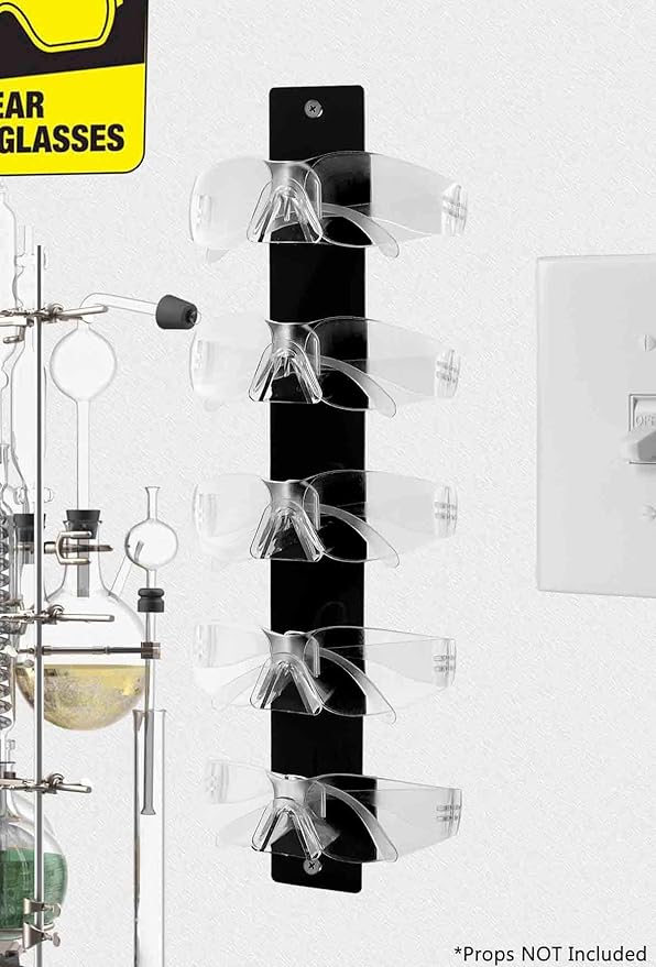 Marketing Holders Eyeglass Holder 5 Pair Black Acrylic Wall Mount With Hanging Hardware Sunglasses Eyewear Display Reading Bifocals Frames Rack Spectacles Shades Keeper