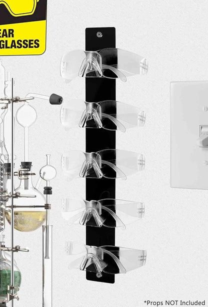 Marketing Holders Eyeglass Holder 5 Pair Black Acrylic Wall Mount With Hanging Hardware Sunglasses Eyewear Display Reading Bifocals Frames Rack Spectacles Shades Keeper