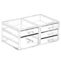 Cq acrylic 1 Pack Clear Desk Organizer With Drawers,Stackable 5 Drawers Skincare Organizer,Cute Skin Care Organizers for Vanity Hair Clip,Jewelry,Beauty Product Desk and Makeup Organizers Countertop