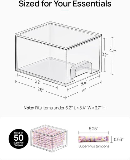Vtopmart 4 Pack Small Clear Stackable Storage Drawers,Acrylic Bathroom Makeup Organizer,Plastic Storage Bins For Vanity, Undersink, Kitchen Cabinets, Pantry, Home Organization