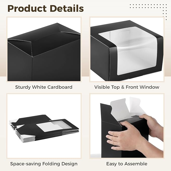 12 Pcs Cap Box with Window Display, Hat Storage Boxes, Sturdy Paper Hat Boxes, Display Boxes for Baseball Caps, Fold Packing Boxes for Home Storage, 7.9×7.9×4.7"