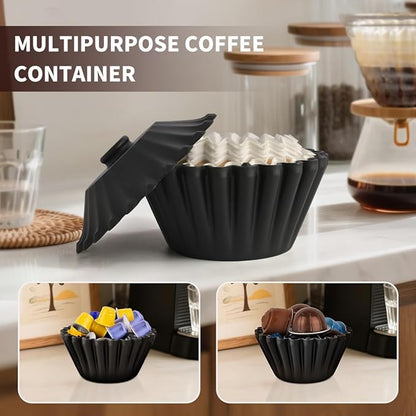 Basket Coffee Filter Holder Storage-Container - Coffee Bar Counter Accessories Decor Pour Over Paper Filters Organzier for 1-4 Cup Basket Filters