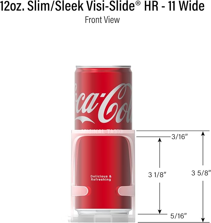 Display Technologies Visi-Slide Drink Organizer for Fridge - 12oz Slim Can Gravity Fed Shelves (Pack of 6)