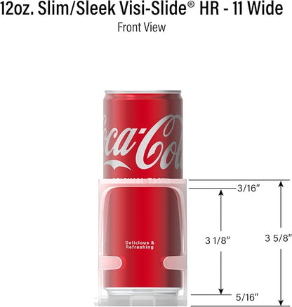 Display Technologies Visi-Slide Drink Organizer for Fridge - 12oz Slim Can Gravity Fed Shelves (Pack of 6)