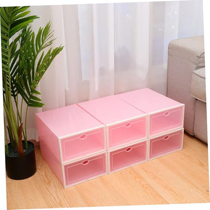 Hohopeti 6pcs Thicken Shoe Boxes Stackable Storage Boxes for Shoes Closet Organizers Kitchens Offices