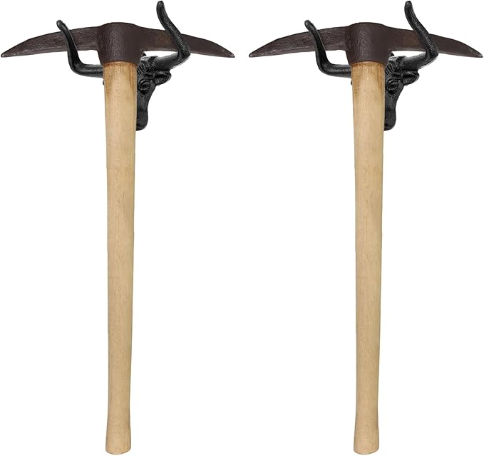 Foraineam 4 Pack Cowboy Hat Rack for Wall, Animal Head Metal Cowboy Hat Hanger Cap Holder, Cast Iron Western Longhorn Hooks for Closet Bedroom Living Room Hats Storage and Display Rustic Men's Gift