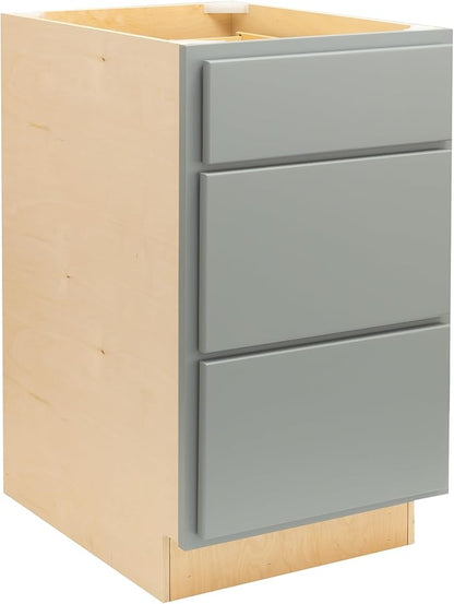 Quicklock RTA (Ready-to-Assemble) | Base Kitchen Cabinets - Shaker Style | Made in America (Magnetic Gray, 21" W x 34.5" H x 24" D 3 Drawer Pots and Pans)