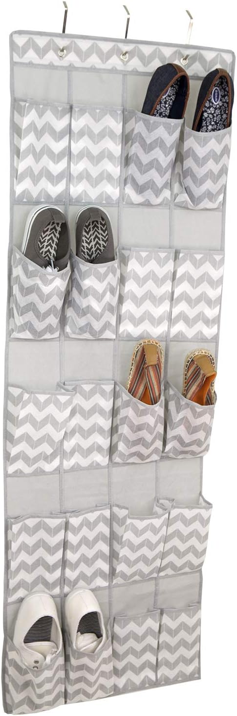 Home Basics Chevron Collection Storage and Organization (20 Pocket Over the Door Shoe Holder)