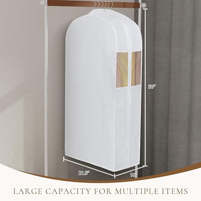 Univivi Premium Cotton Garment Bags for Hanging Clothes and Storage, 50 Inch Washable Garment Bags for Storage with Extra Large 10" Gusset & Clear Window - Perfect for Suits, Coats, Jackets - 4 Pack