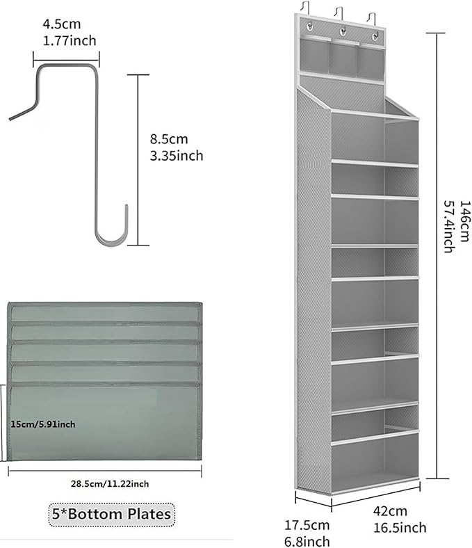 Extra Large Over the Door Shoe Rack and Storage Bag with Reinforced Hooks for Shoes Accessories Items Multiple Notebook