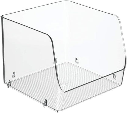 mDesign Modern Stackable Plastic Open Front Dip Storage Organizer Bin Basket for Kitchen Organization - Ligne Collection - 2 Pack - Clear